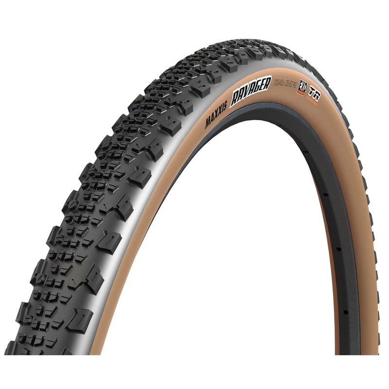 Maxxis Ravager 700c Folding Adventure/Gravel Tire – Tan Tan 40c 60TPI – (DC) Dual Compound – (TR) Tubeless Ready – (EXO) EXO Sidewall
