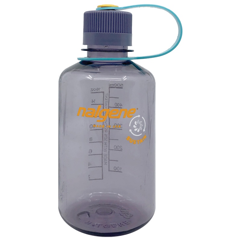 Eco-Friendly Nalgene 16oz Sustain Narrow Mouth Water Bottles in Cerulean Blue & Aubergine  Recycled Content, Leak-Proof, Durable Hydration Gear AUBERGINE
