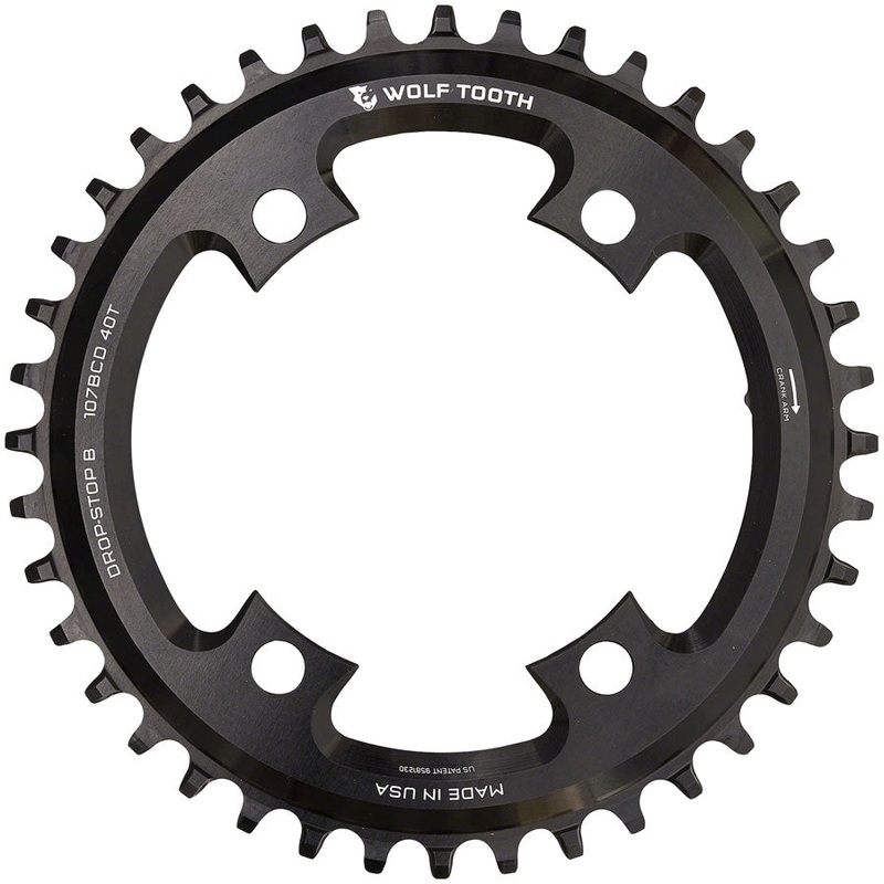 Wolf Tooth 107 BCD Chainring – 40t Compatible SRAM 107 BCD Drop-Stop B 4-Bolt BLK