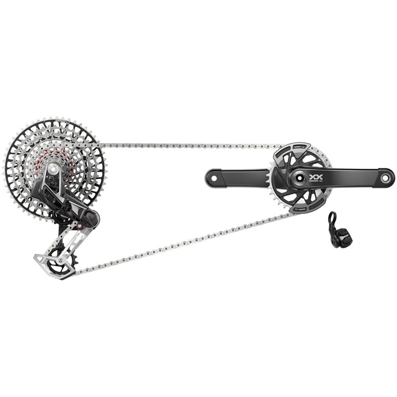 SRAM XX Eagle T-Type AXS Transmission Groupset  165mm Crank, 10-52t Cassette, Lightweight, Durable Carbon Components & Innovative Wireless Shifting 165×32 DUB