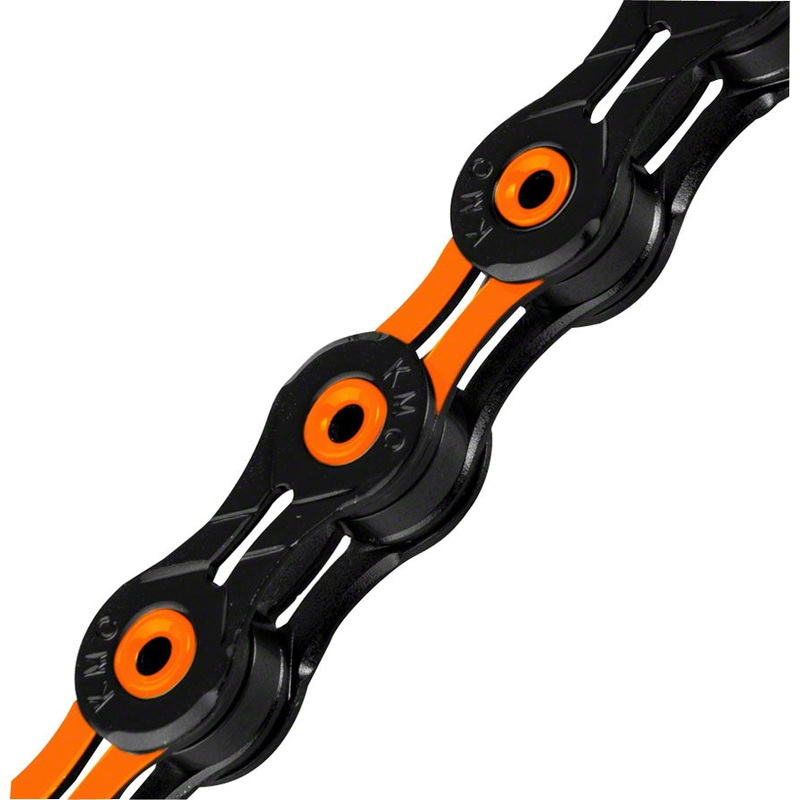 KMC DLC 11 Chain – 11-Speed, 118 Links, Black/Orange