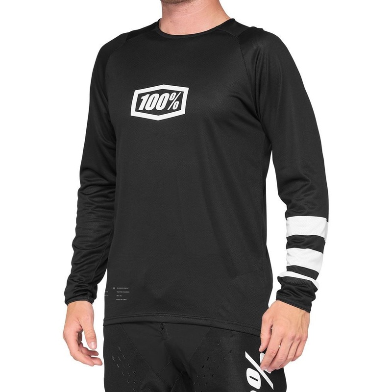 100% R-Core Long Sleeve MTB Jersey – Black-White – 2022 Black – White Small