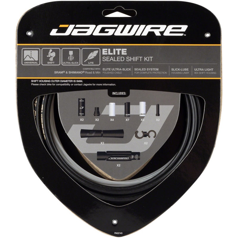Jagwire Elite Sealed Shift Cable Kit – SRAM/Shimano Ultra-Slick Uncoated Cables BLK