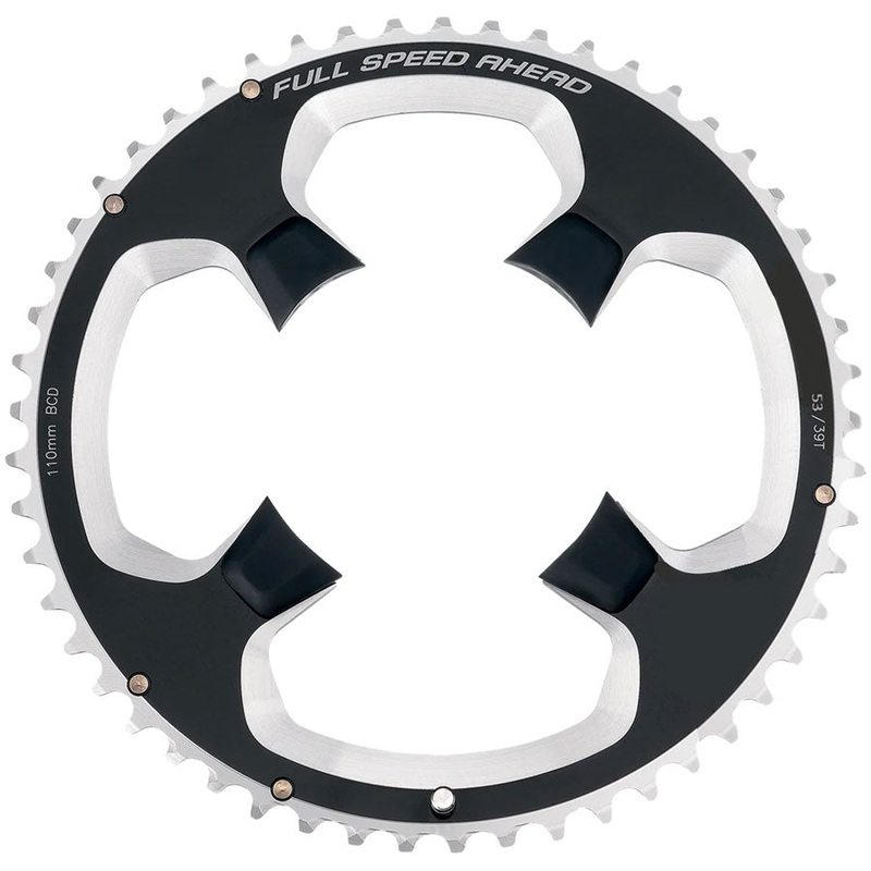 FSA PowerBox Carbon Road Chainring 1x 53T Tooth Count 110BCD Asymmetric Bolt Pattern 4-Bolt Interface  BLK