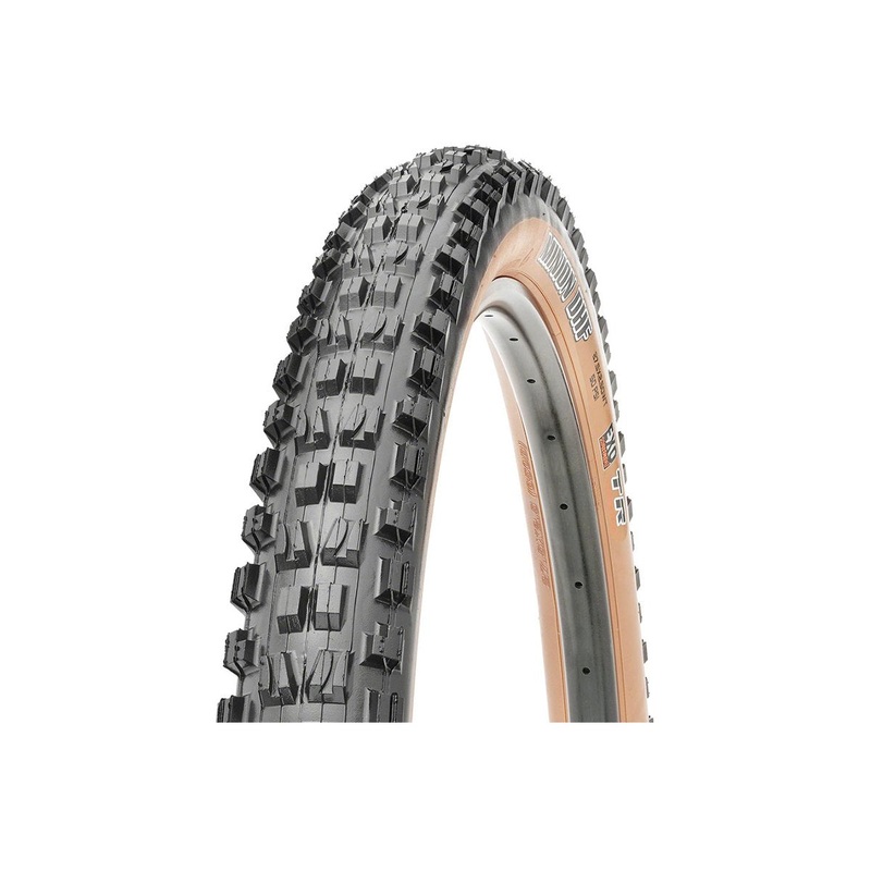 Maxxis Minion DHF 27.5″ Folding MTB Tire – EXO – Black-Dark Tan Black – Dark Tan Sidewall 2.3″ (3C)MaxxTerra – (TR)Tubeless Ready – (EXO)EXO Sidewall – 60TPI