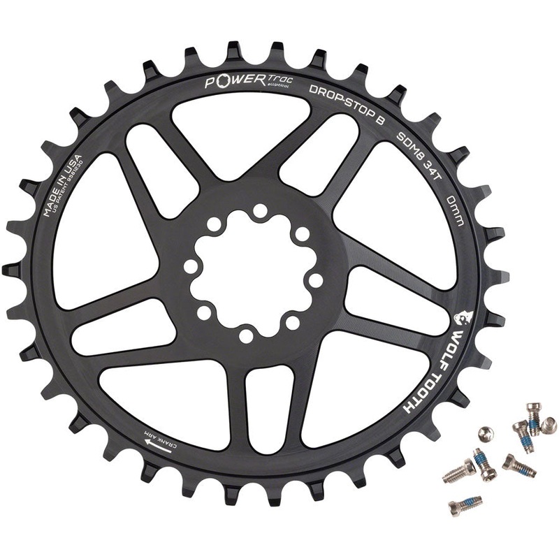 Wolf Tooth Elliptical Direct Mount Chainring – 34t, SRAM Direct Mount, Drop-Stop B, For SRAM 8-Bolt Cranksets, 0mm