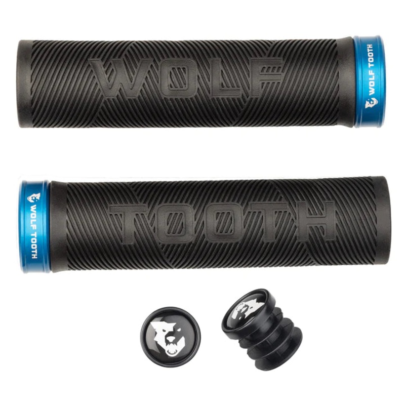 Wolf Tooth Echo Lock-On MTB Grips  Black-Blue Black – Blue
