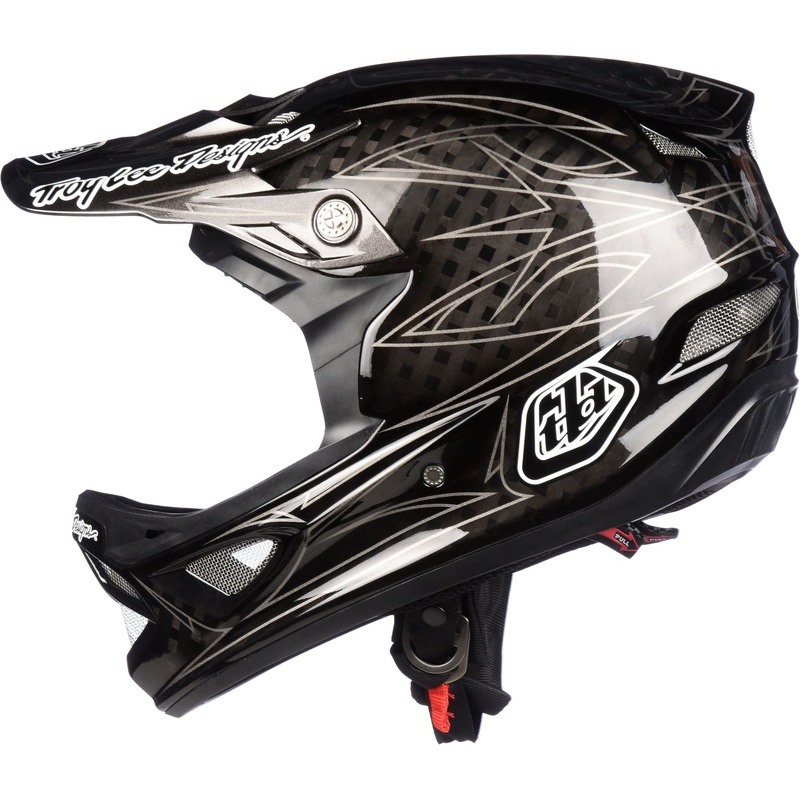 Troy Lee Designs D3 Carbon Full Face Helmet – Pinstripe II Black Pinstripe Black X-Small