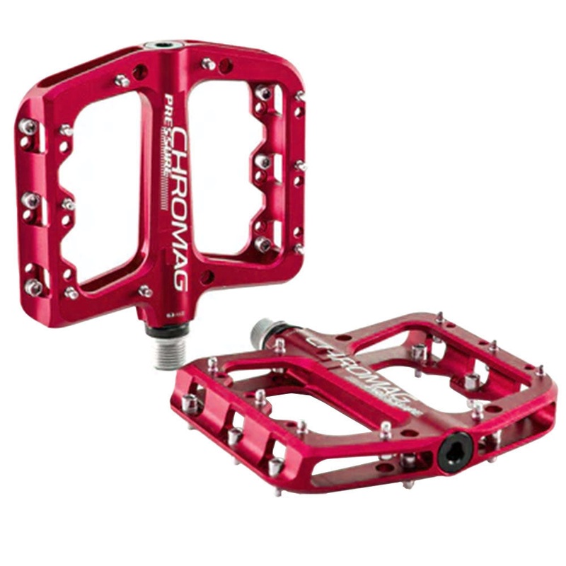 Chromag Pressure Pedals  Aluminum BMX, DJ & Freeride Pedals with CrMo Spindle, Narrow Q-Factor, Low-Profile Design, Multiple Colors Red