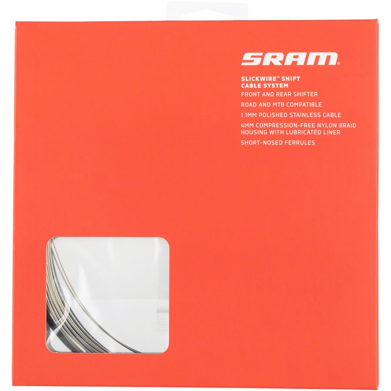 SRAM SlickWire Shift Cable and Housing Kit – Road/MTB, 4mm, Nylon Braided, Black