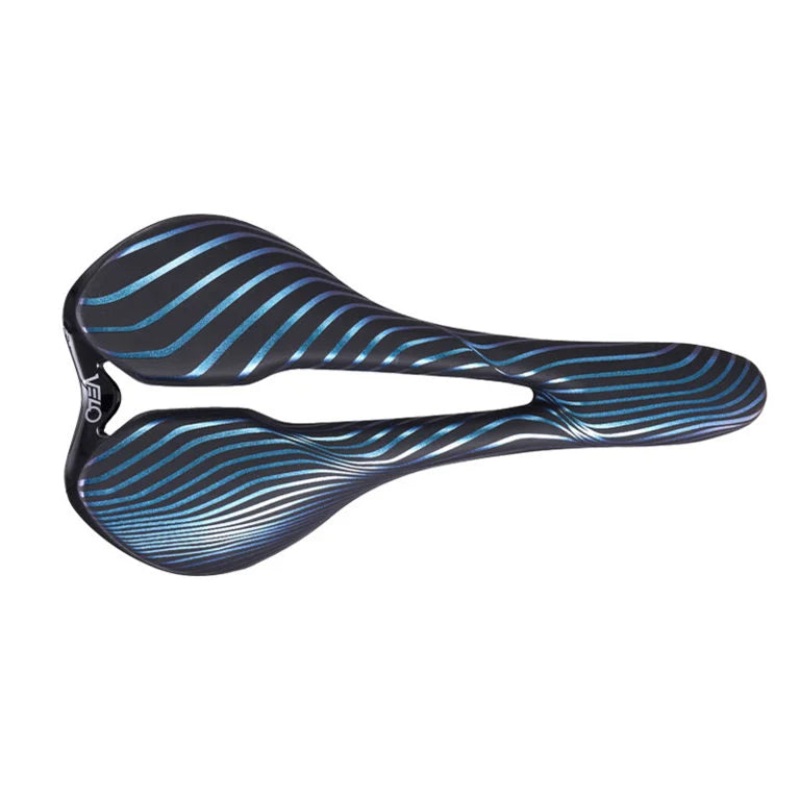 Velo Angel Ride Saddle – 143mm – Blue Swirl Blue Swirl Titanium Rail
