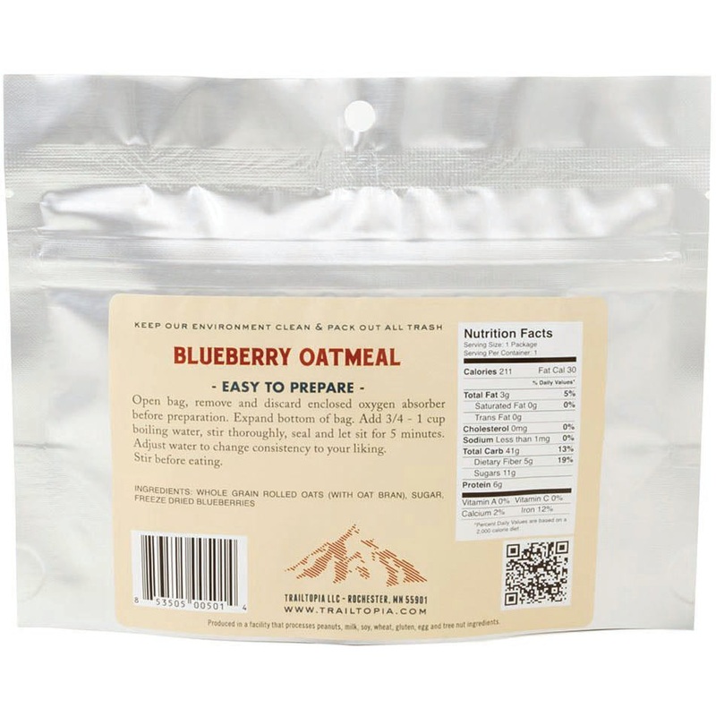 Trailtopia Gluten-Free Oatmeal Breakfast Meals | All-Natural, Fruit-Powered Trail Food for Outdoor Adventures & Active Lifestyles BLUEBERRY