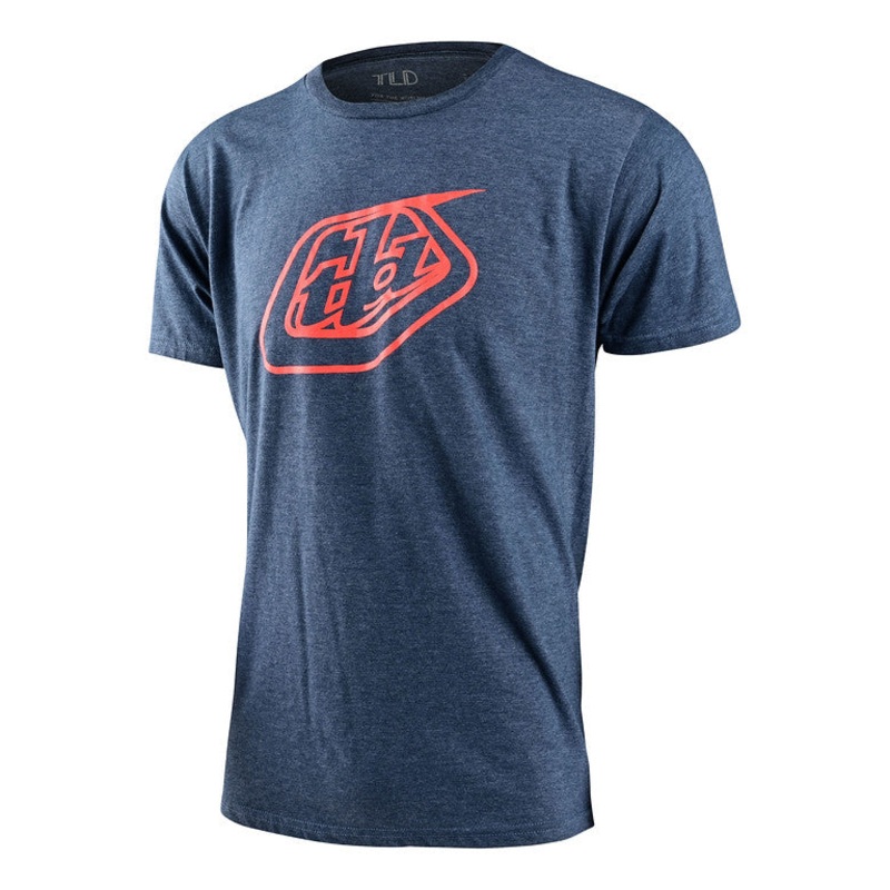 Troy Lee Designs Badge Short Sleeve Tee – Navy Black Heather Navy Black Heather Small