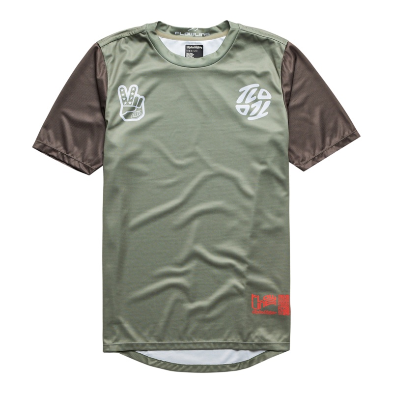 Troy Lee Designs Flowline Short Sleeve MTB Jersey – Youth – Flipped – Olive Olive X-Small