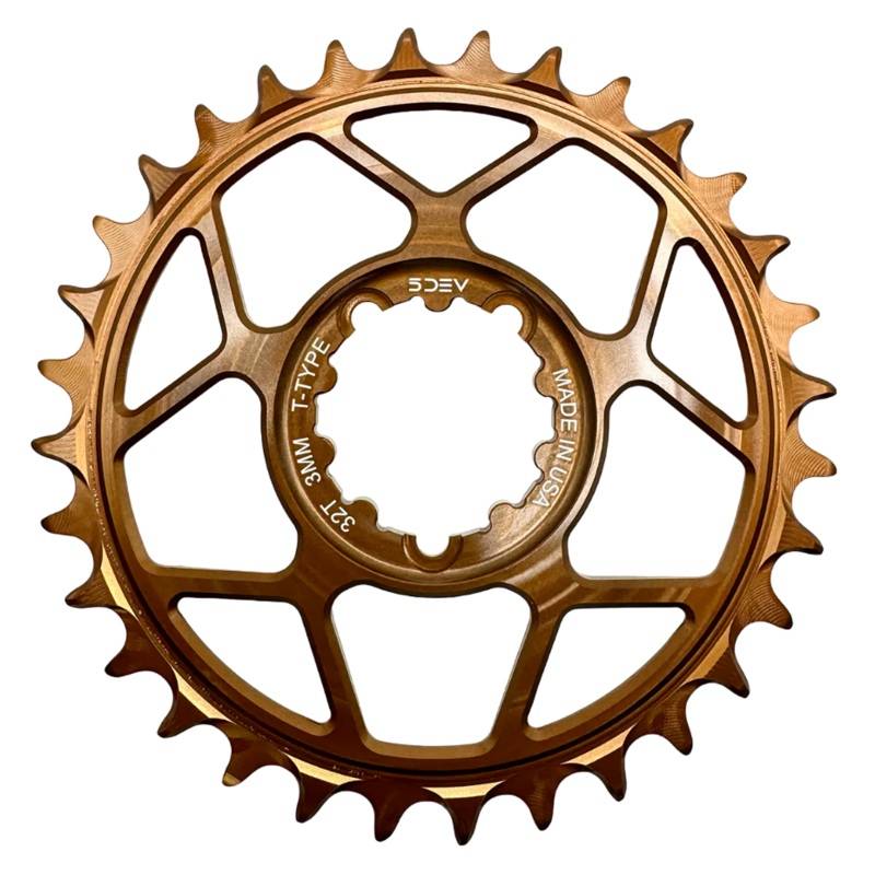 5Dev T-Type Aluminum Chainring, Kash, Sram 8 Bolt, 30 Tooth, 3mm Offset