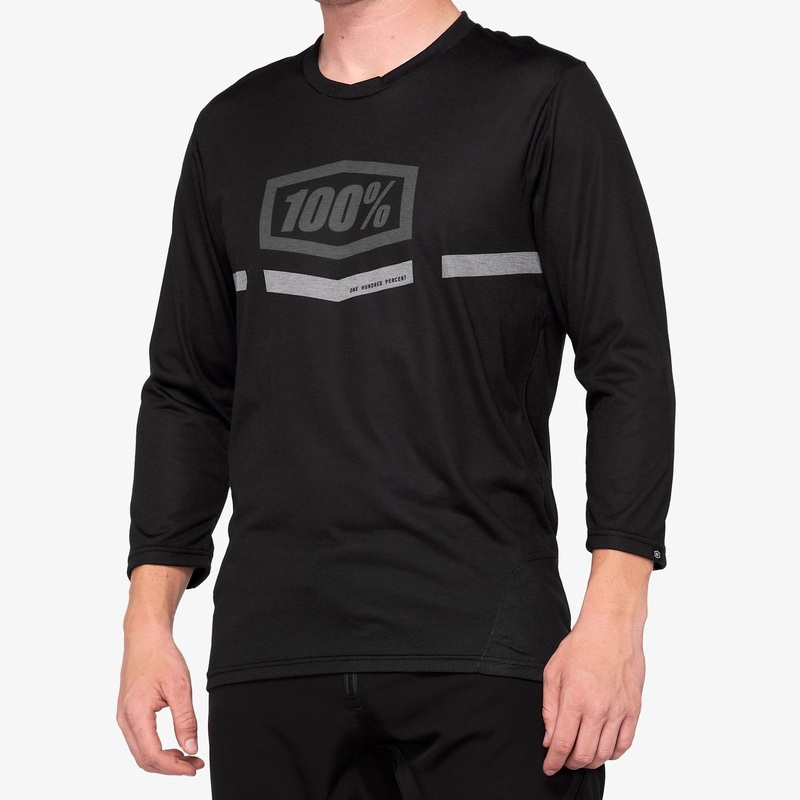 100% Airmatic 3/4 Sleeve MTB Jersey – Black Black Small