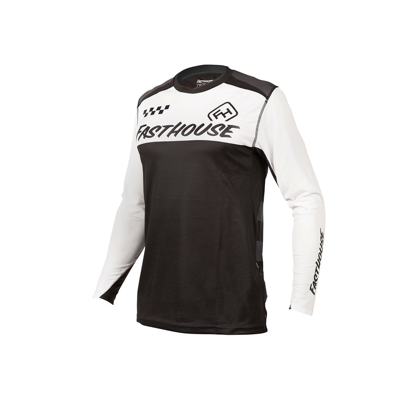 Fasthouse Alloy Block Long Sleeve MTB Jersey – White-Black White – Black Small