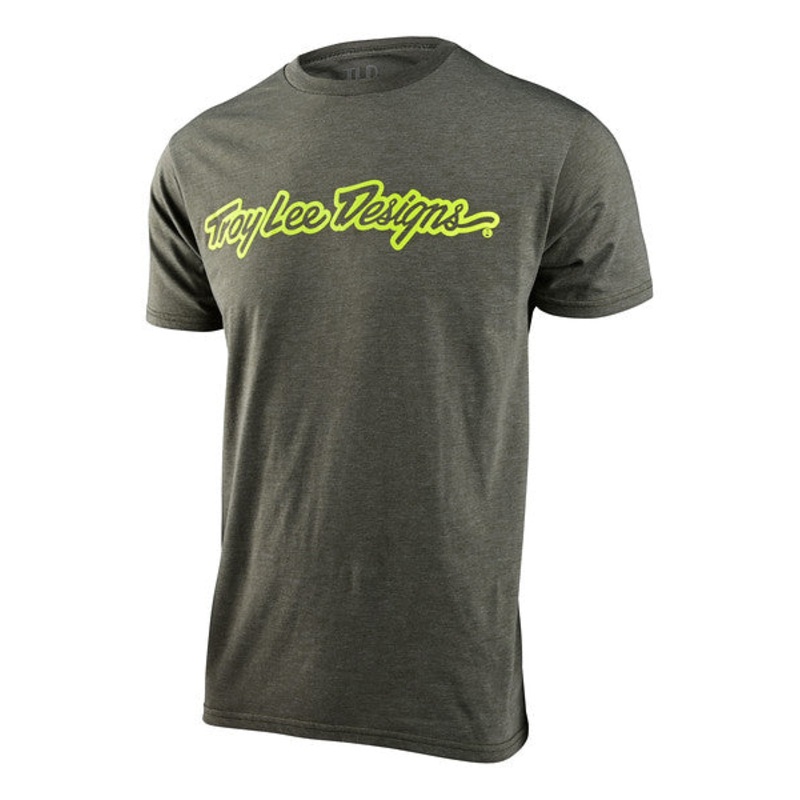 Troy Lee Designs Signature Short Sleeve Tee – Olive Heather Olive Heather Small