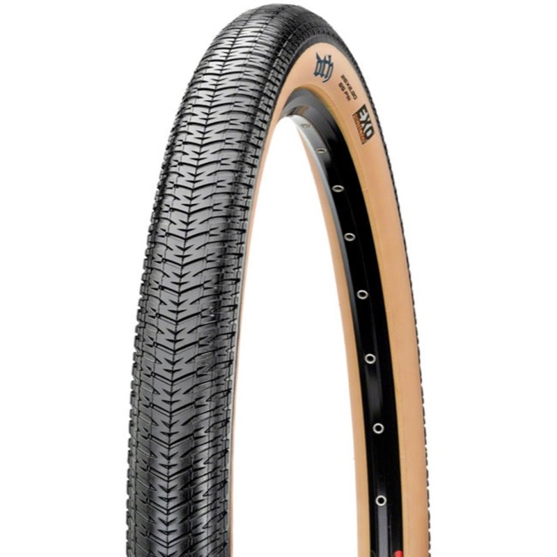 Maxxis DTH 26″ Folding Dirt Jump Tire – Black-Tanwall Black – Tan 2.3″ EXO – (DC) Dual Compound – 60tpi