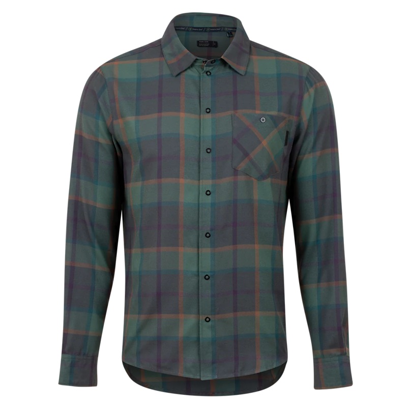 Pearl Izumi Rove Flannel Long Sleeve Shirt – Sage-Pale Pine Plaid Sage – Pale Pine Plaid Medium