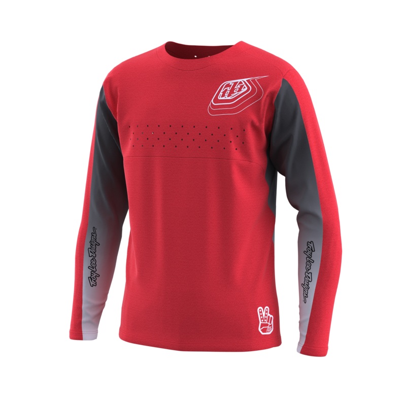 Troy Lee Designs Sprint Long Sleeve MTB Jersey – Richter – Youth – Race Red – 2023 Race Red X-Small