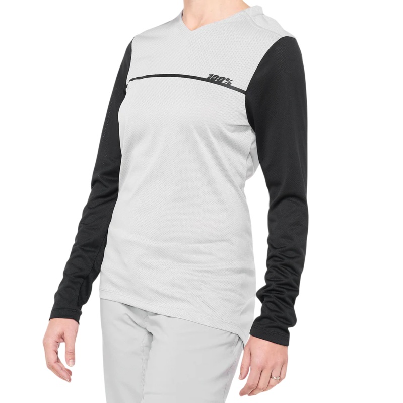 100% Ridecamp Long Sleeve MTB Jersey – Womens – Gray-Black Gray – Black Small