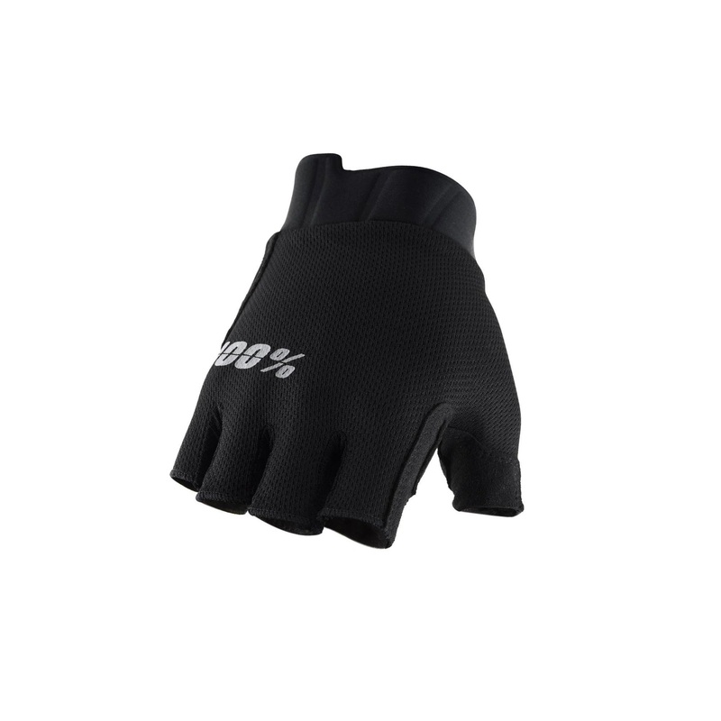 100% Exceeda Gel Short Finger XC Glove – Solid Black Solid Black Large