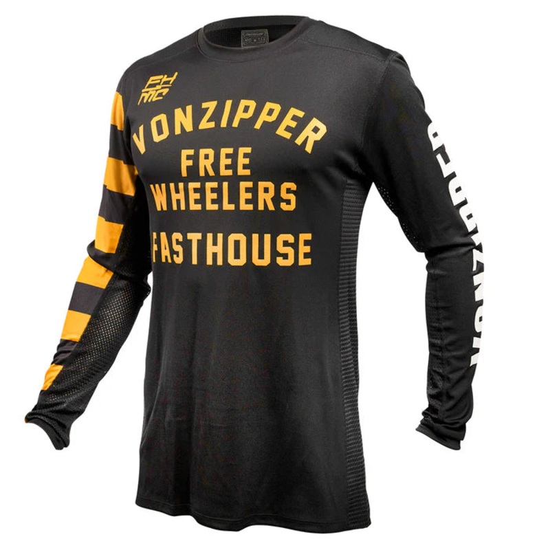 Fasthouse VonZipper USA Barley Moto Jersey – Black Black Small