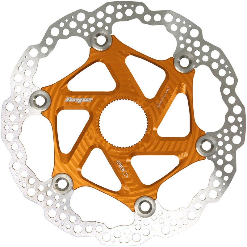 Hope MTB Floating Centre-Lock Disc Brake Rotor – 180mm, Center-Lock, Orange