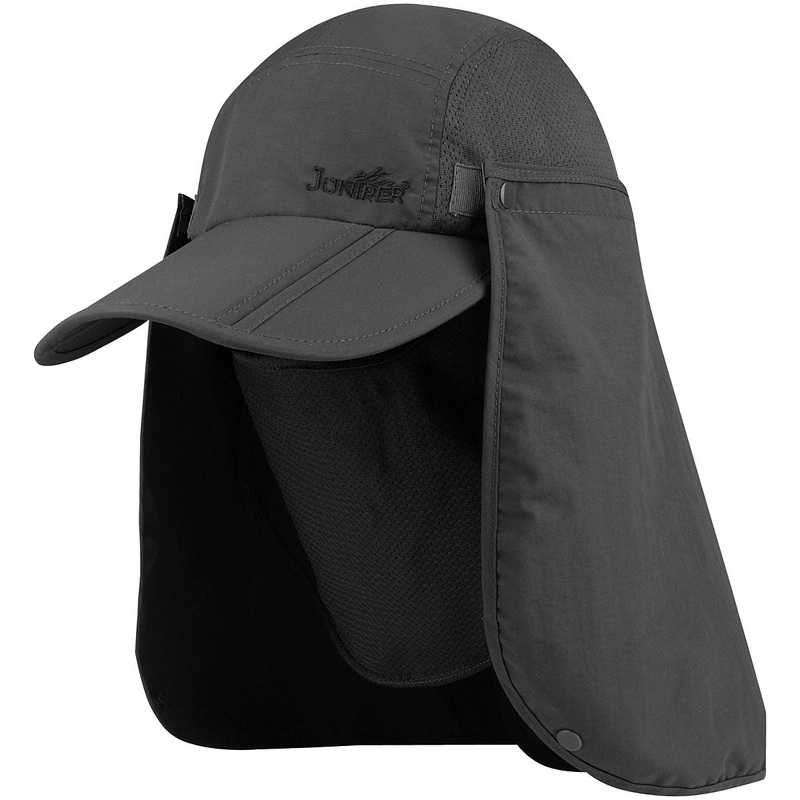 Mens UV Protection Folding Cycling Caps with Water-Repellent Fabric, Detachable Face Covers & Lightweight Design CHARCOAL