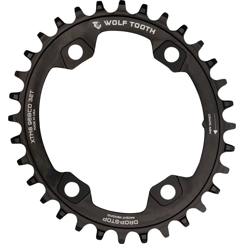 Wolf Tooth Elliptical 96 BCD Chainring – 32t, 96 Asymmetric BCD, 4-Bolt, Drop-Stop, For Shimano XTR M9000 and M9020