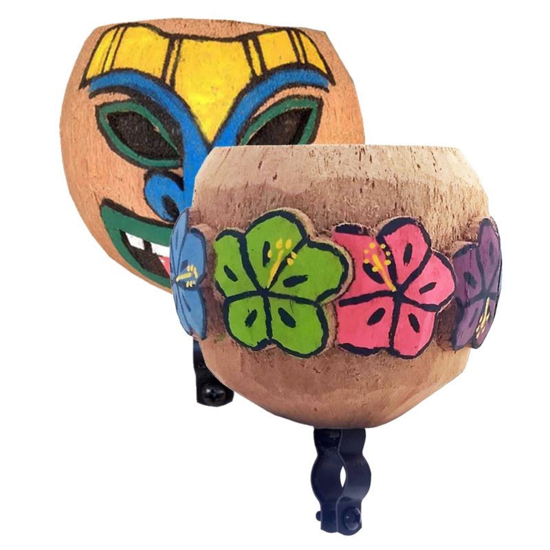 Cruiser Candy Coconut Cup Holders Bundle Hand-Carved, Steel Clamp, Beach Cruiser Accessories
