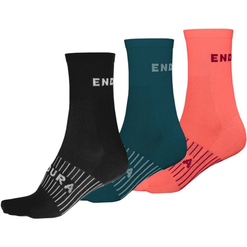 Endura Coolmax Race Sock – Triple Pack – Womens – Black Black One Size