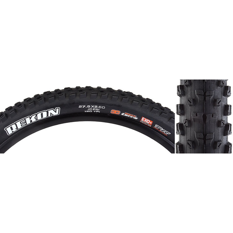Maxxis Rekon Tire – 27.5 x 2.6 Tubeless Folding BLK 3C Maxx Terra EXO+ 60tpi